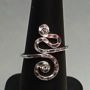 Hammered Spiral 925 Sterling Silver Open Ring - Silver Women Jewelry